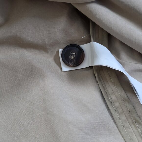 Zara Trench Coat Womens M Beige Belted Long Pockets Buttons Lightweight Preppy - Picture 12 of 16